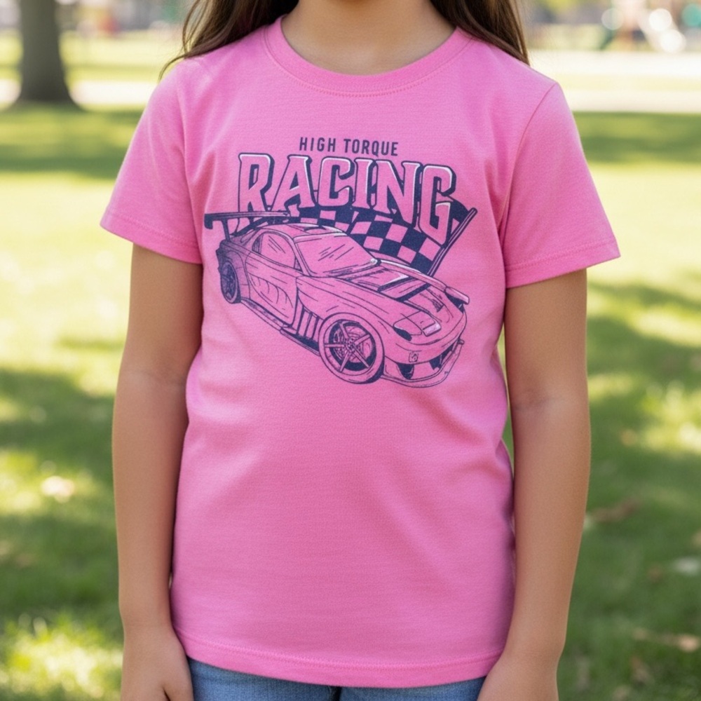 New girls 10/12 High torque racing pink tee